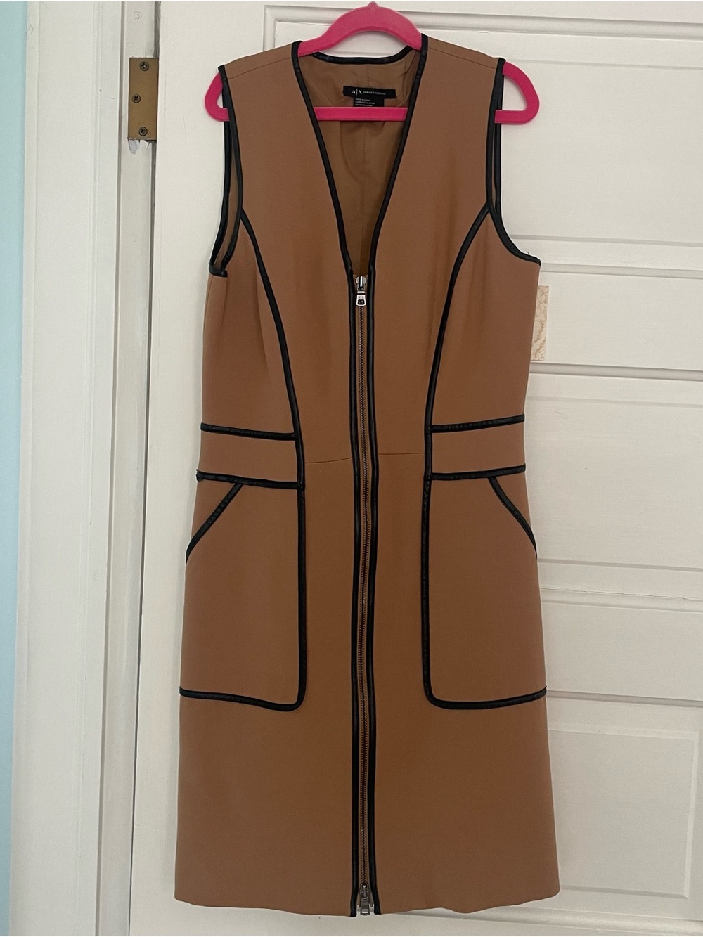 Armani Exchange midi dress with faux leather details